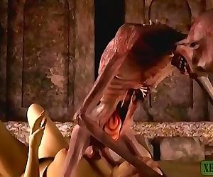 Graveyards Wild Guardian. Monster porn horrors 3D 2 min